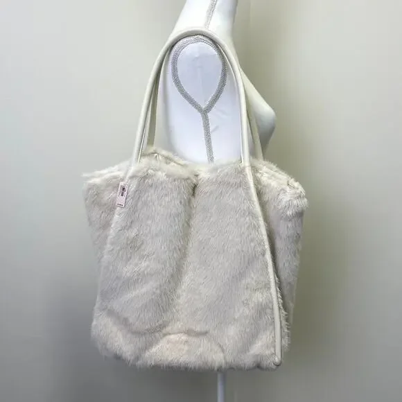 Victoria's Secret Faux-Fur Tote Bag MSRP $59 NEW with TAGS Boho Festival - Picture 6 of 16